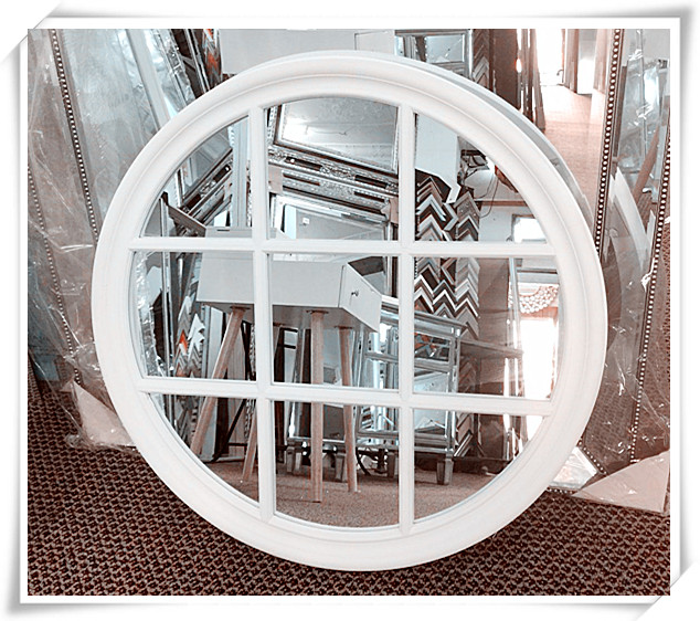 AD23ROUND WHITE WINDOW PANE MIRROR